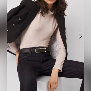 White House Black Market Cream Long Sleeve Tee